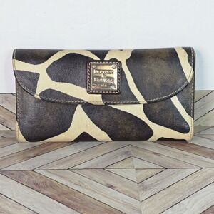 VTG Dooney & Bourke 1975 Giraffe Stripe Leather Trifold Wallet+Checkbook
